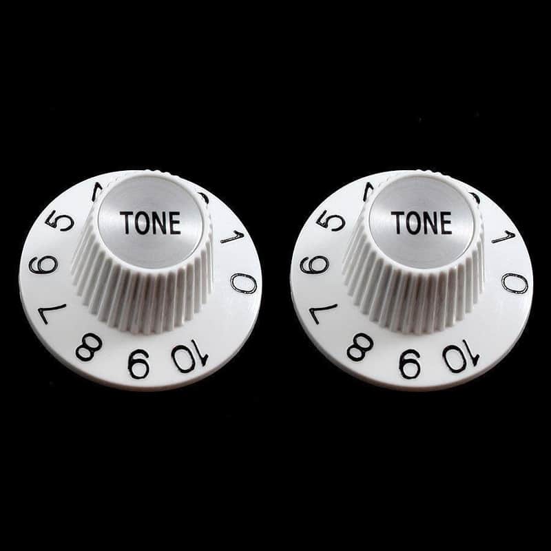 NEW (2) Witch Hat TONE Knobs For USA Split Shaft Pots Gibson Epiphone - WHITE image 1