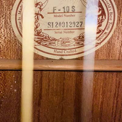 Washburn  F-10S Acoustic Folk Guitar Solid Spruce Top Mahogany Back Sides 2020 Natural/Cherry image 3