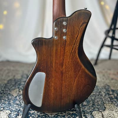 Offbeat Guitars "Dorothy" 30" Short Scale Semi-Hollowbody Bass in Maple Syrup on Carved Top Spanish Cedar with Bookmatched White Pine Top, Nordstrand 51P4S Pickup, Leo Quan Badass Hardware image 3