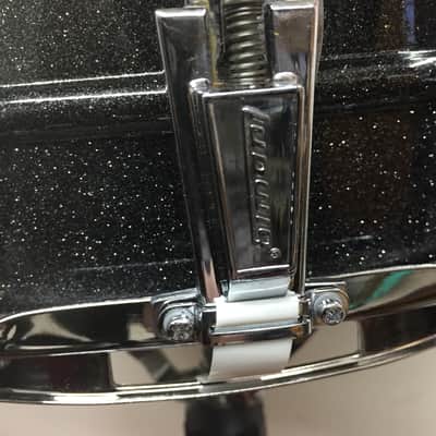 Ludwig LM404 Acrolite 5x14" 8-Lug Aluminum Snare Drum with Black/White Badge 1994 - 2012 - Black Galaxy Mint! image 11