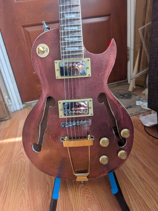Schott Semi-Hollow LP Electric Guitar Red Chameleon Finish – Unique Build image 1