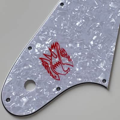For Fit Gibson Firebird Red Logo Style Guitar Pickguard Scratch Plate 4 Ply White Pearl image 6