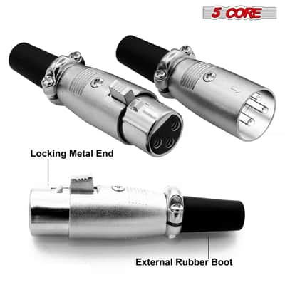 5Core XLR Connector 20 Pair Male Female to 1/4 Audio Jack 3 Pin Secure Mic Plug w Locking Ends image 7