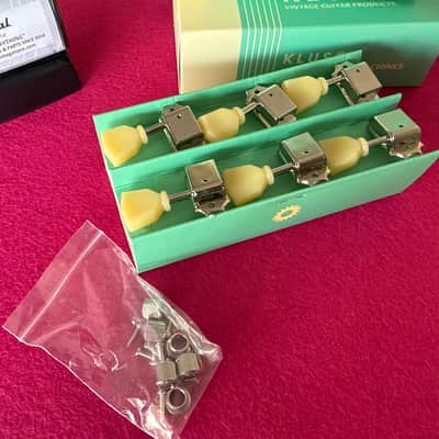 Kluson  No line 3 + 3 tuners Left and rigth hand used in Gibson Les Paul 1952 to 1956 2020 Nickel image 8