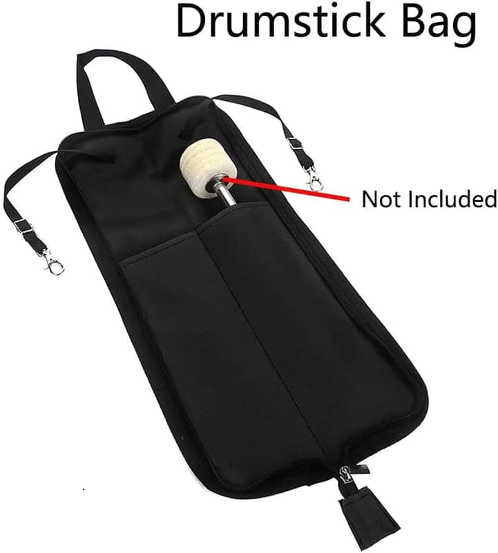 Drum Stick Bag, Portable Drumstick Case Bag, Percussion Drum Mallet Hanging Case, Drumstick Handbag with Handle (Black) image 1