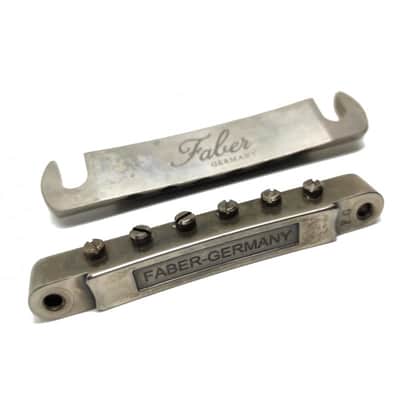 Faber Nickel AGED Bridge + Tailpiece set, ABR-1,Nylon saddles image 7
