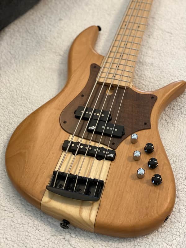 F Bass VF5 PJ 2018 Natural Alder and Ash with Ebony Vaneers image 1