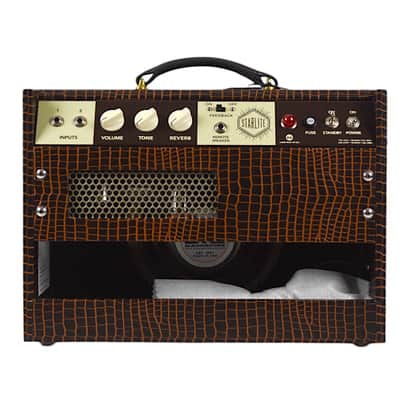 New Magnatone Starlite Reverb 1X8 Combo Amp w/TRG Exclusive Brown French Alligator Wrap & Gold Stripe Grillcloth #7760 image 4
