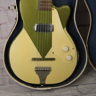 👀Vintage 1955 Kay K-136 "Peanut" Art Deco 2 Tone Metallic Green/ White w/ OHC image 2