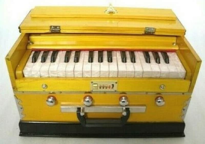 Handmade Harmonium 4 Stopper Double Professional Musial Instrument High Class Sound Yellow image 1