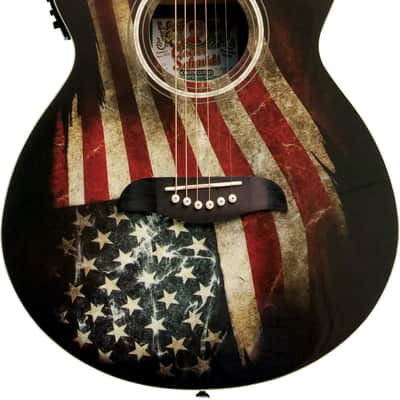 Oscar Schmidt Acoustic Electric Guitar - USA Flag - OG10CEFLAG image 1