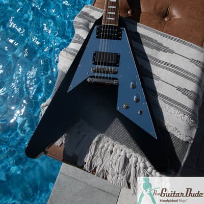 2005 Edwards  E-FV-CTM - Black Flying V w Block Inlays & Mirror Pickguard - EMG H4 & Seymour Duncan PU's - Pro Set Up w Perfect Frets/Action/Intonation! image 12