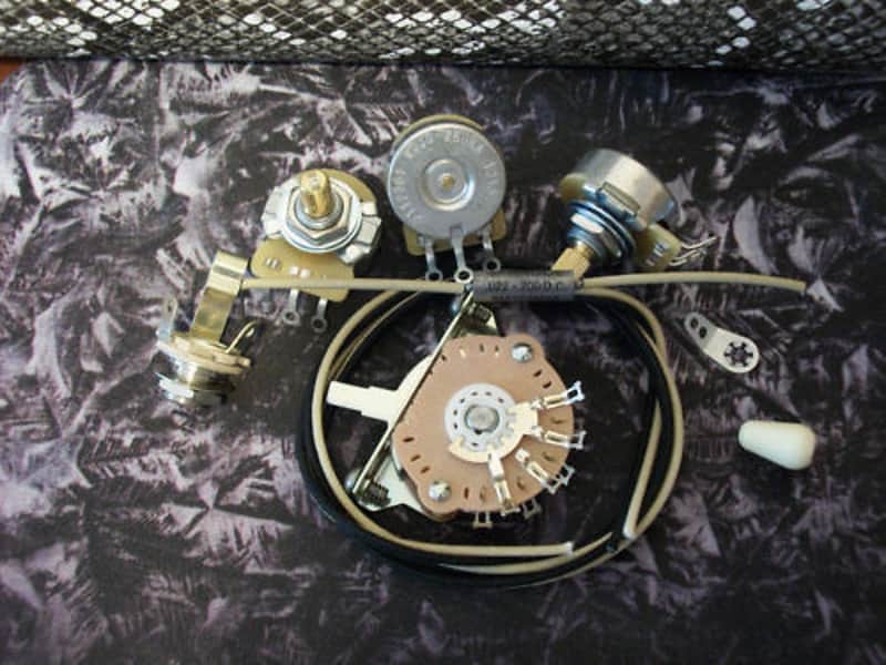Wiring Harness Kit for Strat CTS Oak Switchcraft .022uf Sprague Mil Spec PIO Cap image 1