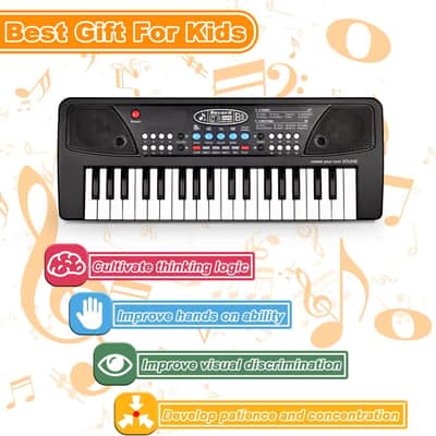 Piano Keyboard for Kids, 37 Keys Portable Electronic Piano for kids with Microphone - Music Keyboard Piano Toys for 3 4 5 6 7 8 9 Year Old Boys and Girls (Black) image 3