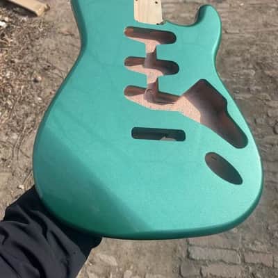 1 Alder wood Metallic green Strat Electric guitar body single single single image 2