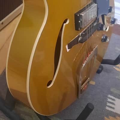 Hagstrom HJ500 Vintage Series Gold Top Jazz Hollowbody Guitar Sweden image 12