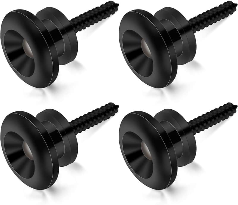 4 PCS Guitar Strap Buttons Black Guitar Strap Lock Buttons Mushrooms Head Guitar Strap Button Electric Guitar Strap Locks Guitar Security Lock for Guitar Bass Ukulele image 1
