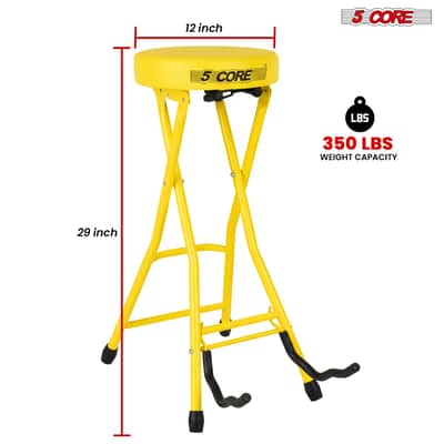 5Core Guitar Stool 3.15" Padded Chair Foldable Heavy Duty Music Seat Built in Foot Rest Guitar Stand - Yellow image 8