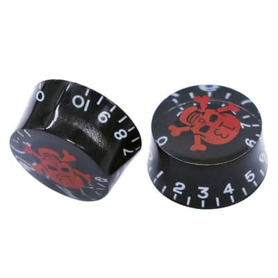 4pcs Skull Electric Guitar Knob Bass Top Hat Knobs Speed Volume Tone Knob AMP Effect Pedal Control Knobs Black With Red KNOB-S10 image 2