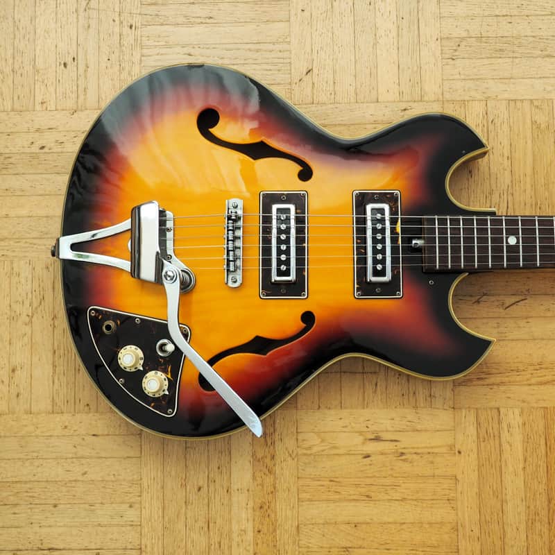 Video! Sakai (Teisco -ish) "Barney Kessel-style" Thinline ~1972 made in Japan - Pro Setup, Player Ready image 1