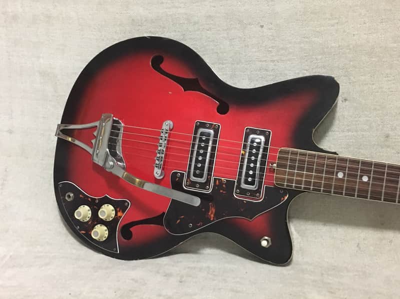 Teisco Kingston Kawai Rare Offset Hollowbody Electric Guitar 1960's Japan Redburst image 1