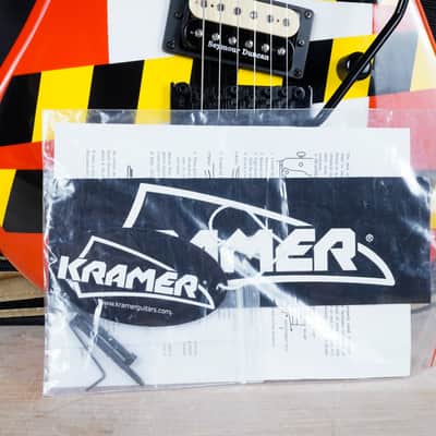 Kramer Baretta Custom Graphics "Danger Zone" EVH D-Tuna 2021 Danger Zone Warning Tape on White Red w/ Bag image 2