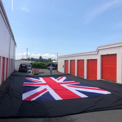 Def Leppard's 2013 Union Jack Stage Backdrop. Authenticated! 66'x37.' image 3