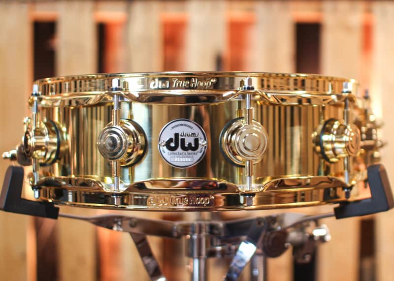 DW 4x14 Collector's Bell Brass Snare Drum w/ Gold Hardware image 1
