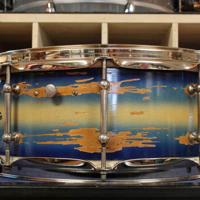 1940s Slingerland 5x14 Professional Model Snare Drum in Blue and Gold Duco image 4