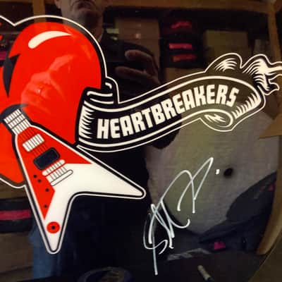 Steve Ferrone's, Tom Petty and the Heartbreakers 24" Remo/Gretsch Logo Bass Drum Front Head, Autographed!  - Black image 6