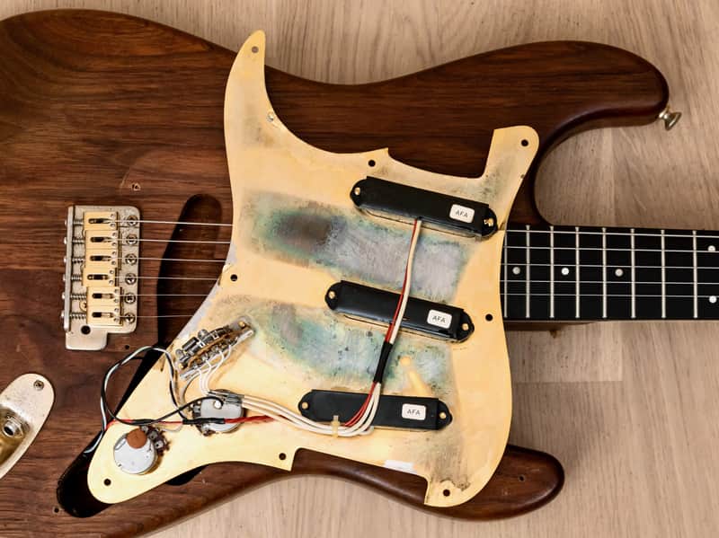 1980s Moon Custom Guitars S-Style Walnut & Ebony Superstrat w