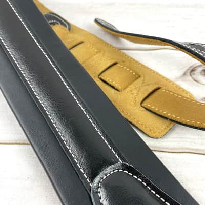 Walker and Williams C-21-BLK Black Premium Signature Soft Grain Leather Padded Guitar Strap For Acoustic, Electric, And Bass Guitars image 7