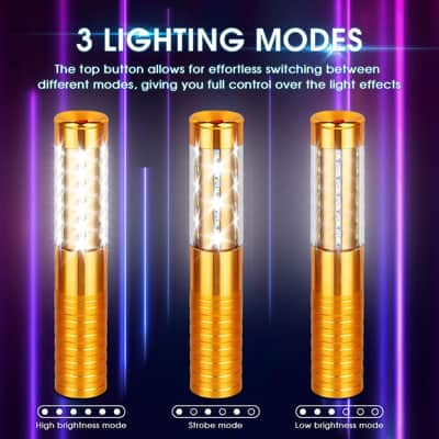 4 Pieces LED Strobe Baton Light Bottle Service Lights Bright Rechargeable Champagne Bottle Handheld Light Topper for Bar Nightclub Wedding Party Concert （Gold） image 2