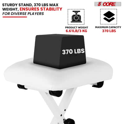 5 Core Keyboard Bench 2 Inch Padded Cushioned Piano Stool Height Adjustable 19" Guitar Seat Portable image 4