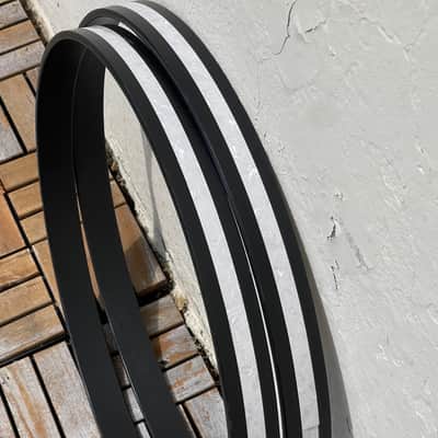 (2) Ludwig 22" White Marine Pearl Bass Drum Hoops Rims Classic Maple Legacy Inlay image 7