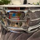 Ludwig No. 400 Supraphonic 5x14" 10-Lug Aluminum Snare Drum with Rounded Blue/Olive Badge 1979 - 1984 - Chrome-Plated