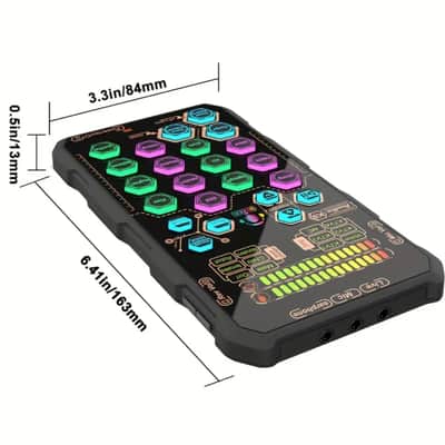 Soundcard Real-Time FX Audio Kit - 5 PC Compact USB-C RGB Touch Panel Voice FX Pad Interface Wireless Function Stereo Audio Output Streaming Device image 2