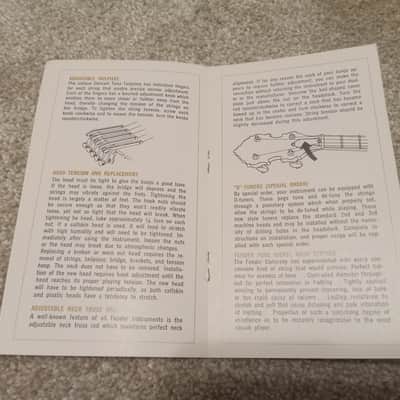 Vintage 1960's/1970's Fender Concert Tone Banjo Owners Manual and Warranty Card! Rare, Original Case Candy, Paperwork! image 3