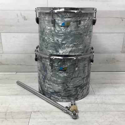 Ludwig No. 464 Classic 10x14" and 12x15" Concert Toms Pointed Blue/Olive Badge - Sky Blue Pearl image 1