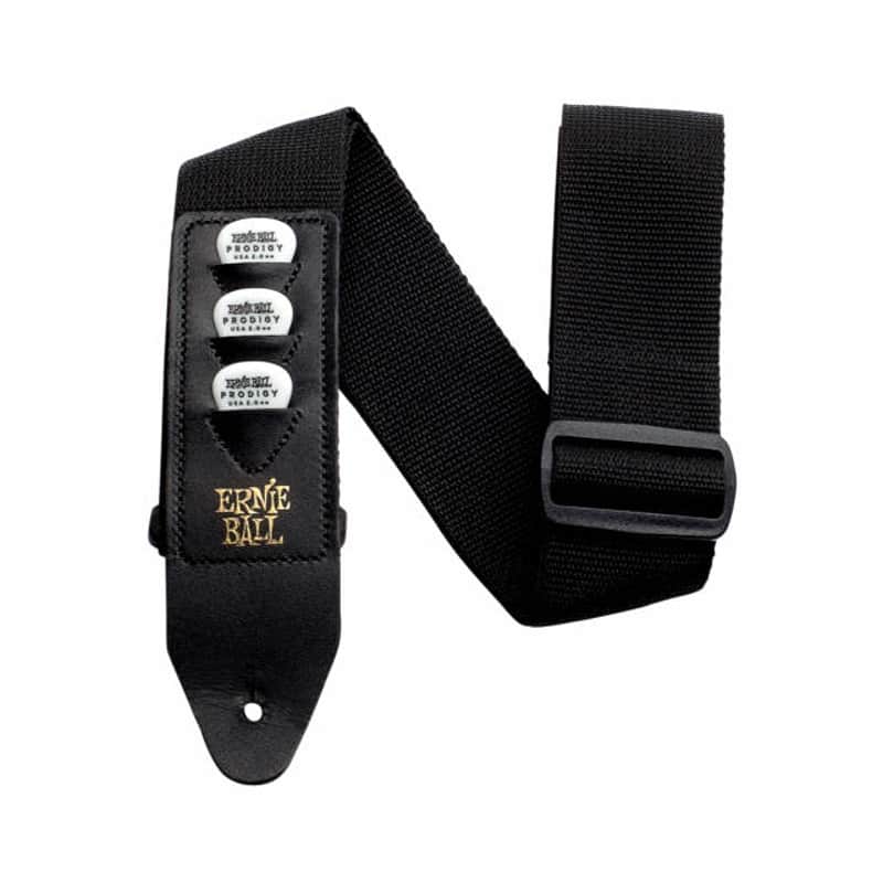 Black Polypro Pickholder Strap Extended Leather Ends w/Three Built-In Pickholding Sheaths* image 1