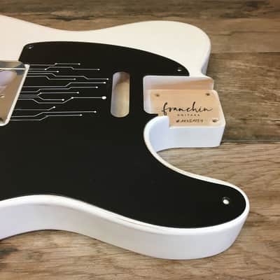 FRANCHIN Mars guitar body White Black Ink Handmade Indie Drawing Relic Aged Alder T-Style Made in Italy - Stock piece #11751221 image 5