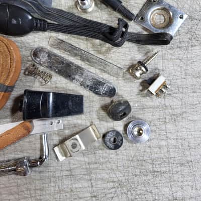 Vintage Pile of  Switch Surrounds Strap Parts String Winders Harness Misc Guitar Junk Parts Luthier image 8