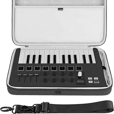 USB MIDI Keyboard Controller Hand Case, Compatible with Arturia MiniLab 3 / MiniLab MkII 25 Slim-Key, Hard Shell Travel Carrying Bag (Dark Grey)