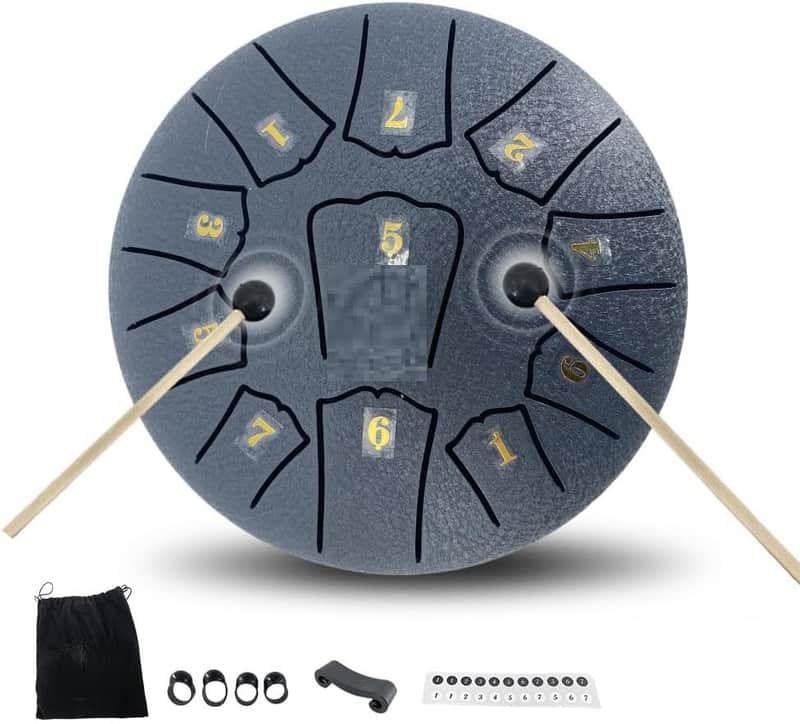 Steel Tongue Drum 6 Inches 11 Notes D Major Steel Drums Rain Chimes for Outside Percussion Instrument with Drum Mallets and Carry Bag image 1