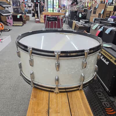 Slingerland Marching Bass Drum 28x10 - White Marine Pearl image 9
