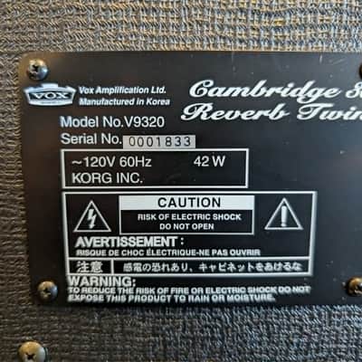 Vox Cambridge 30 Reverb Twin Model V9320 30-Watt 2x10 Guitar Combo 1999 - 2001 - Black image 6