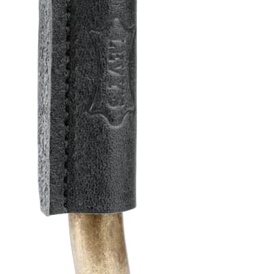 Levy's Leathers Forged Steel Guitar Hanger; Brass Metal with Black Veg-Tan Leather Yoke Wraps image 4
