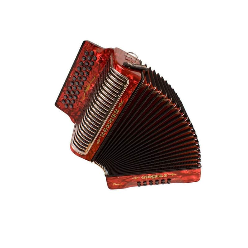 Hohner Corona Xtreme II 34 Button Bisonoric Accordion (FBbEb Keys, Pearl Red) image 1