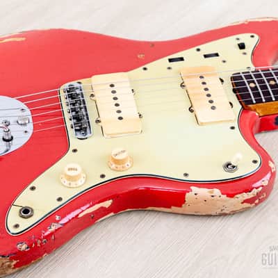 1963 Fender Jazzmaster Pre-CBS Vintage Guitar Fiesta Red w/ Blonde Case image 6