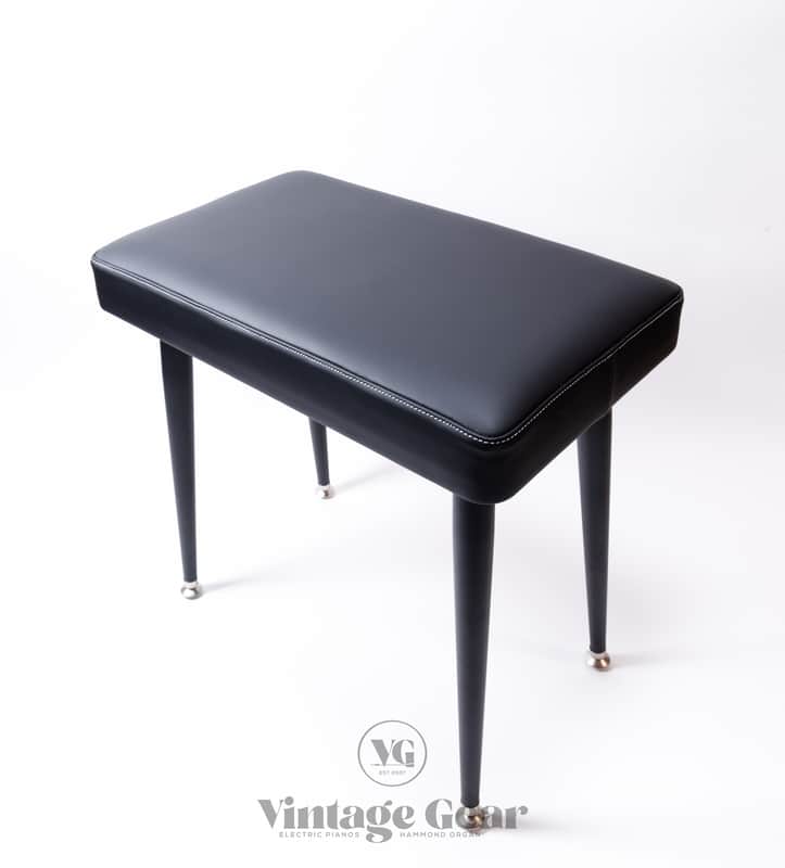 Genuine Leather Wurlitzer 200 series BENCH with Black Legs and Plates - Black image 1